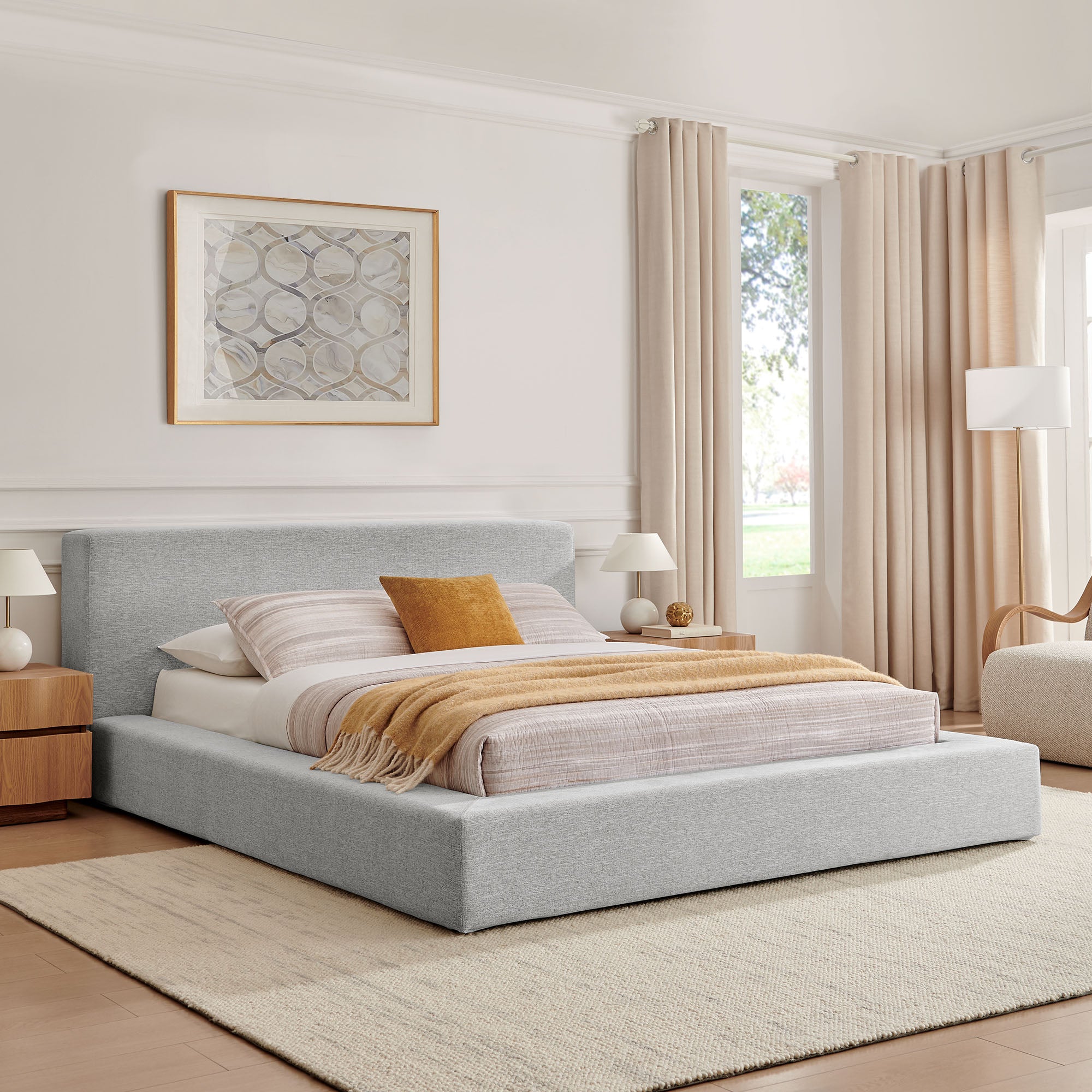 Luma Chenille Upholstered Platform Bed Frame
