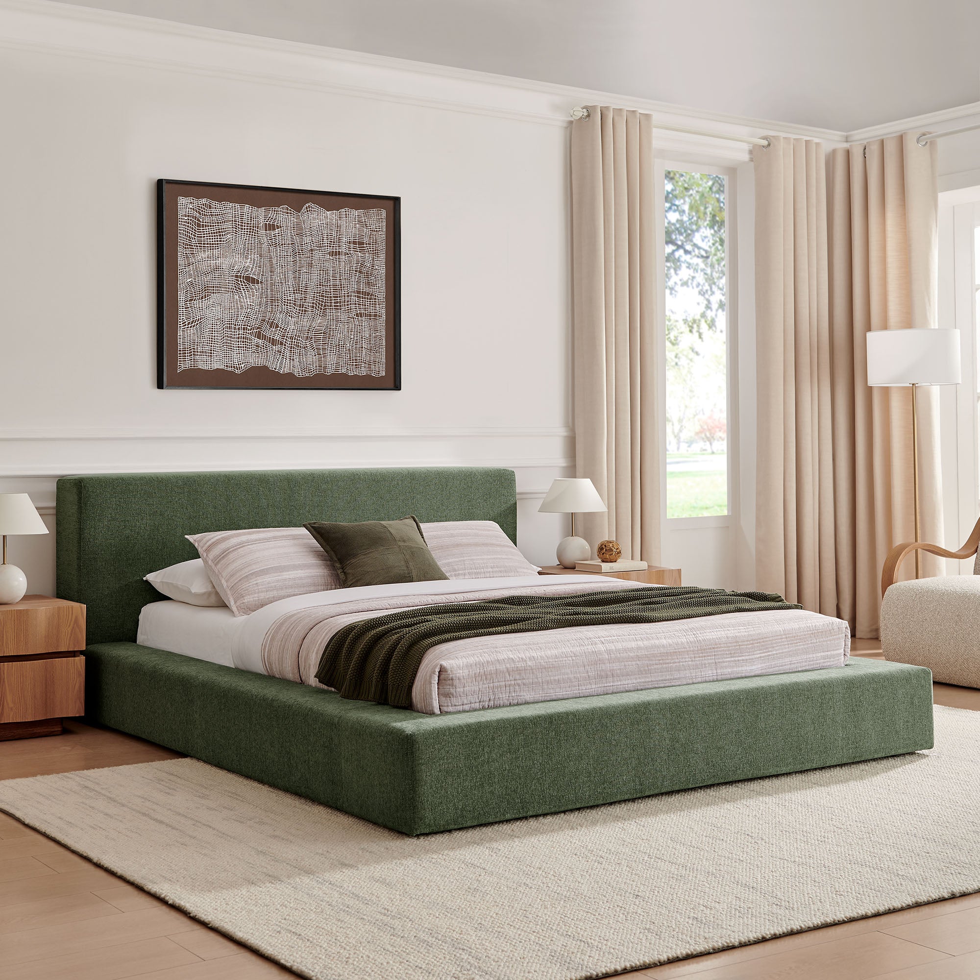 Luma Chenille Upholstered Platform Bed Frame