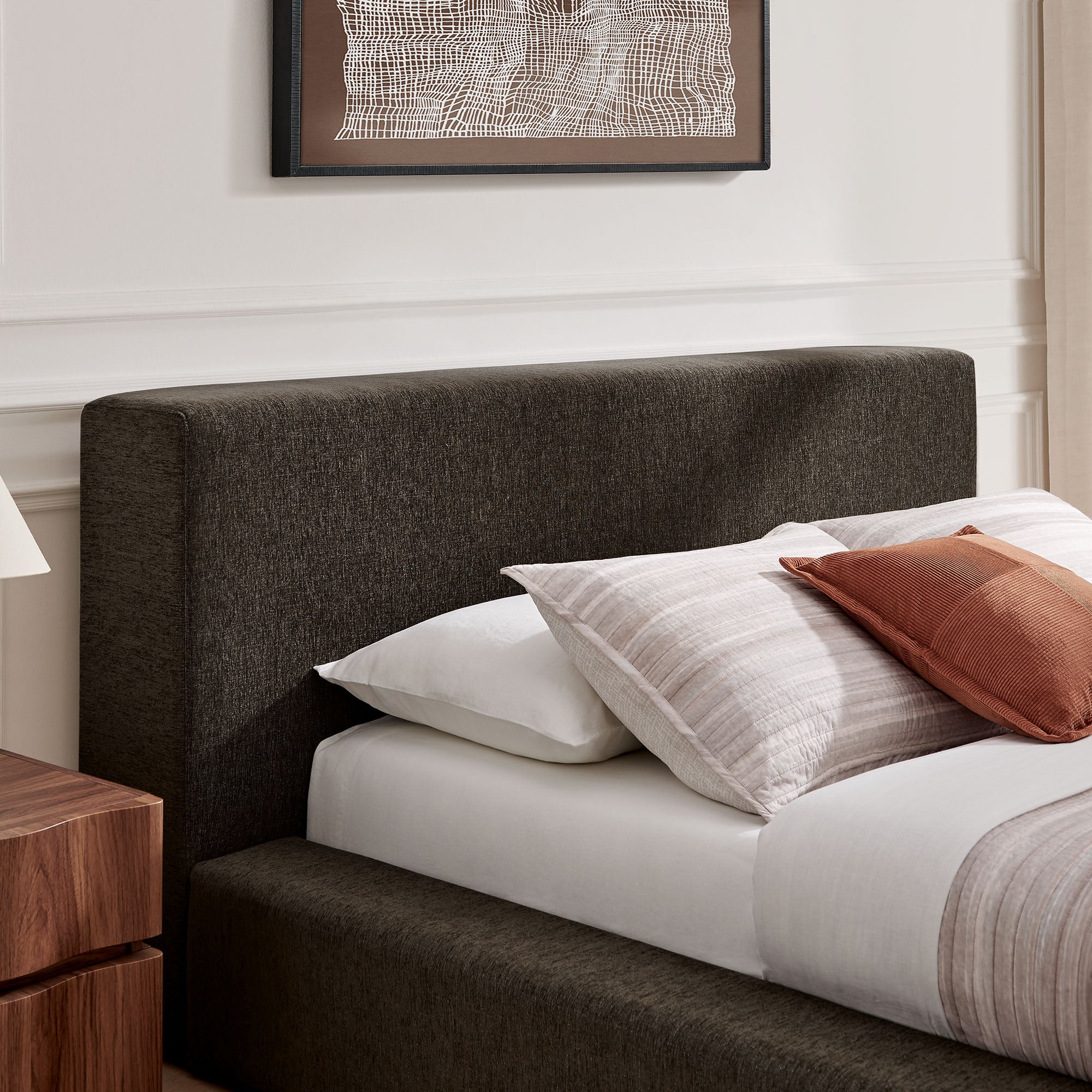 Luma Chenille Upholstered Platform Bed Frame