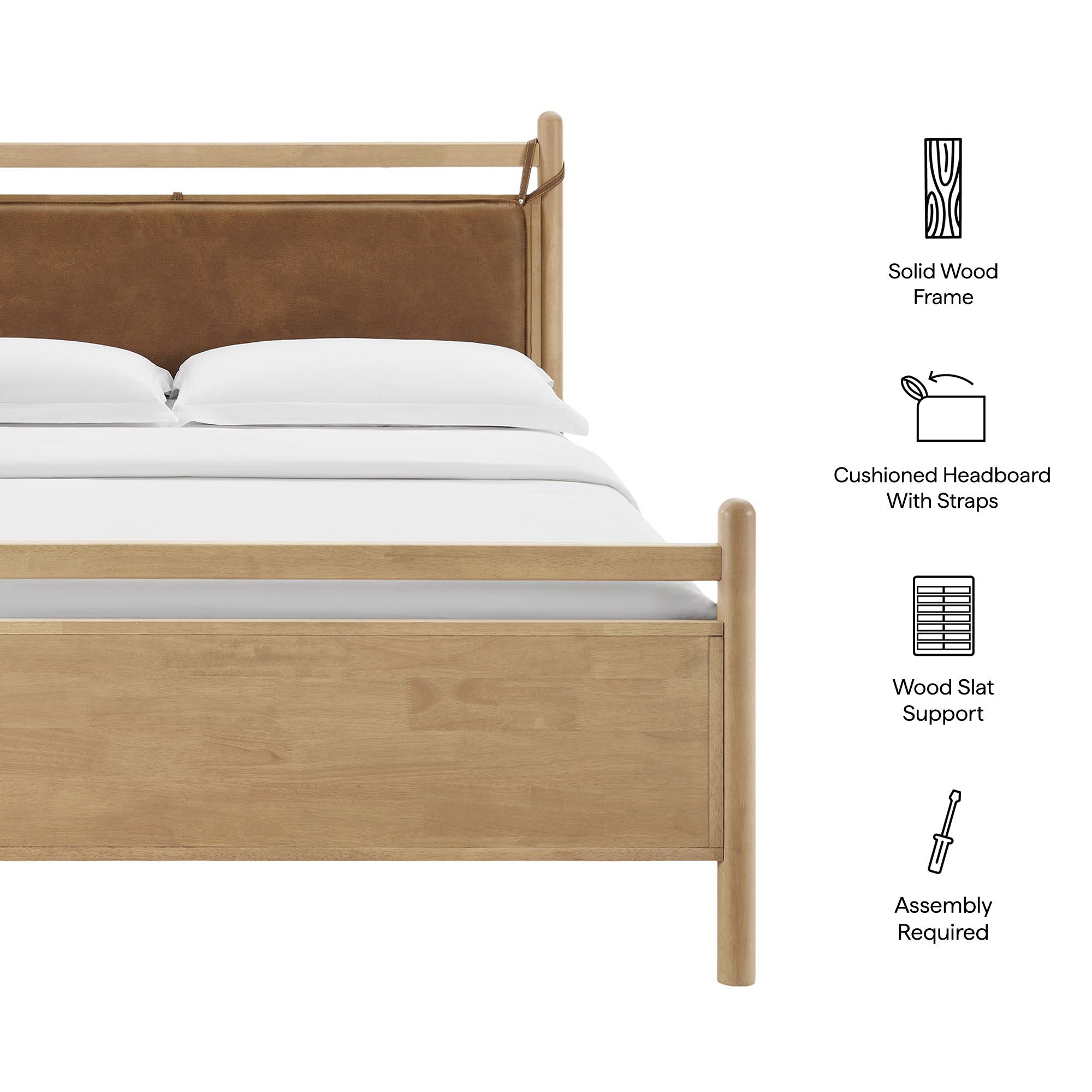Leni Vegan Leather and Wood Platform Bed Frame