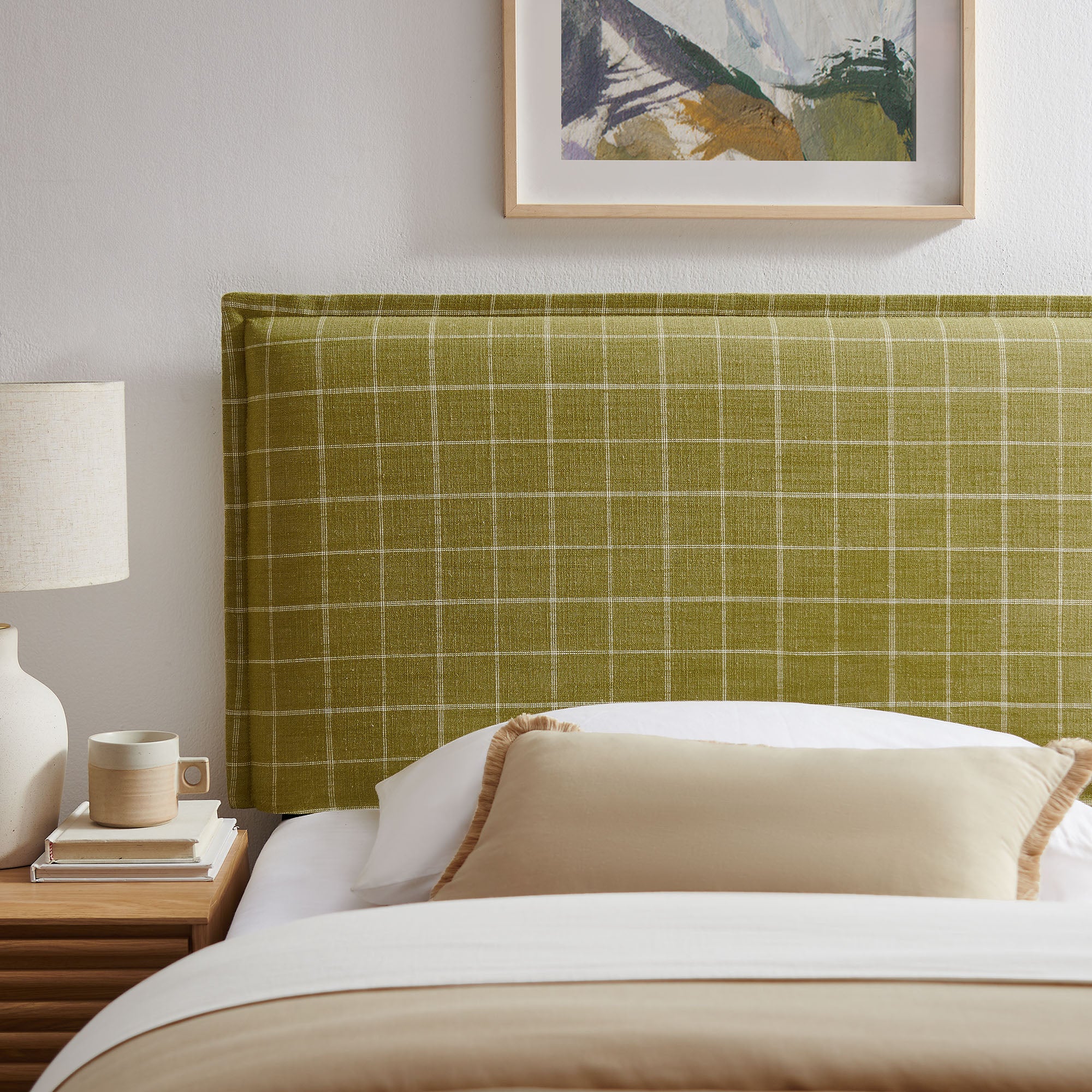Camille Checkered Linen Blend Headboard