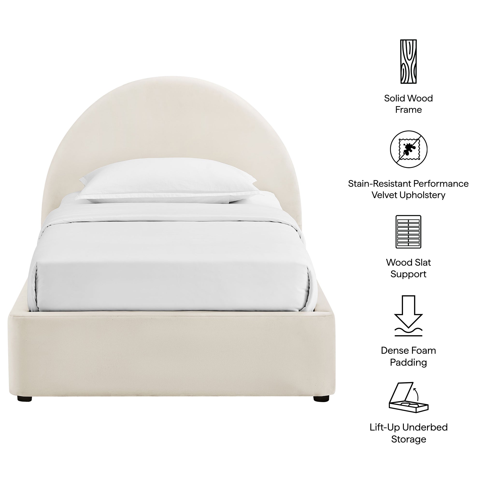Resort Arched Performance Velvet Storage Platform Bed Frame