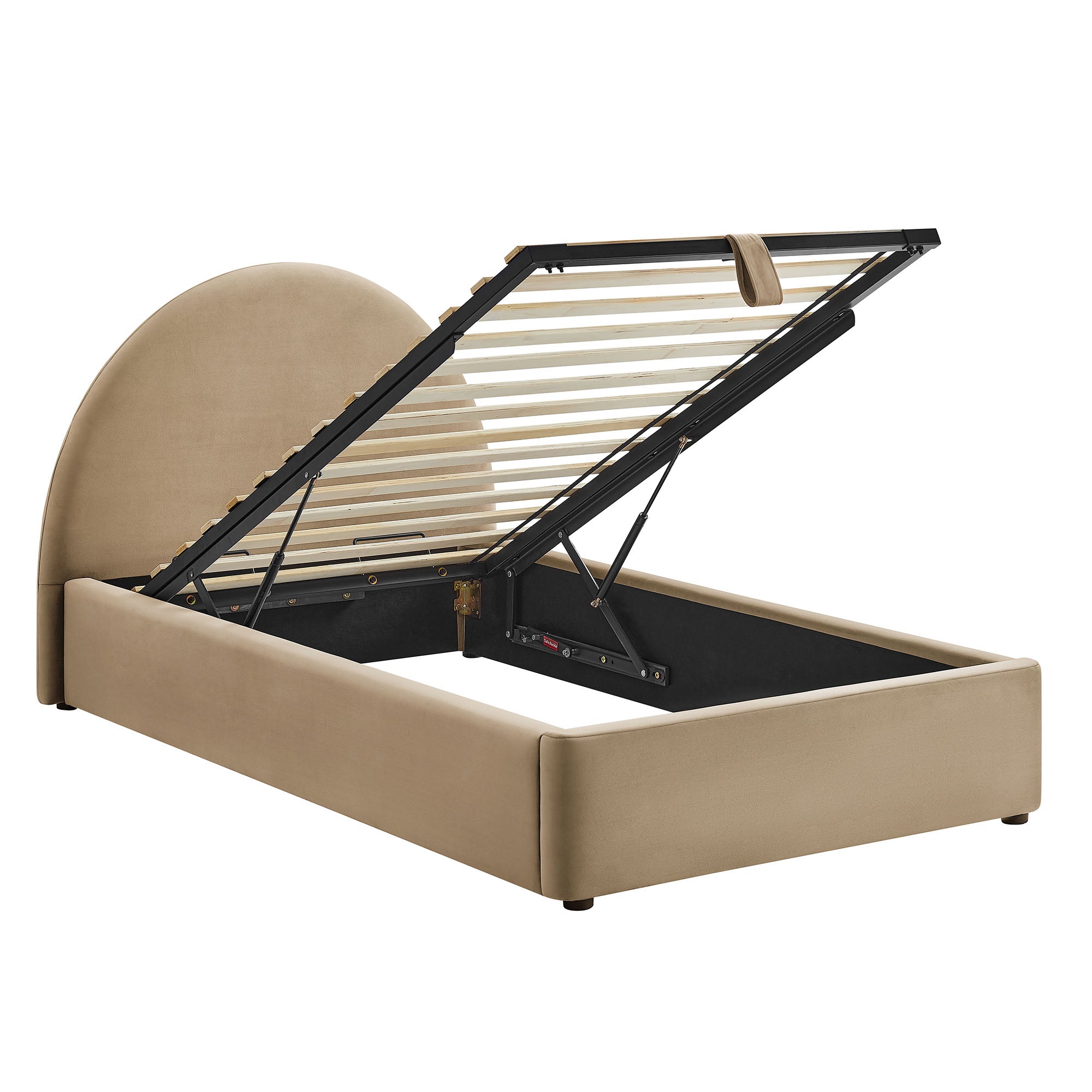 Resort Arched Performance Velvet Storage Platform Bed Frame