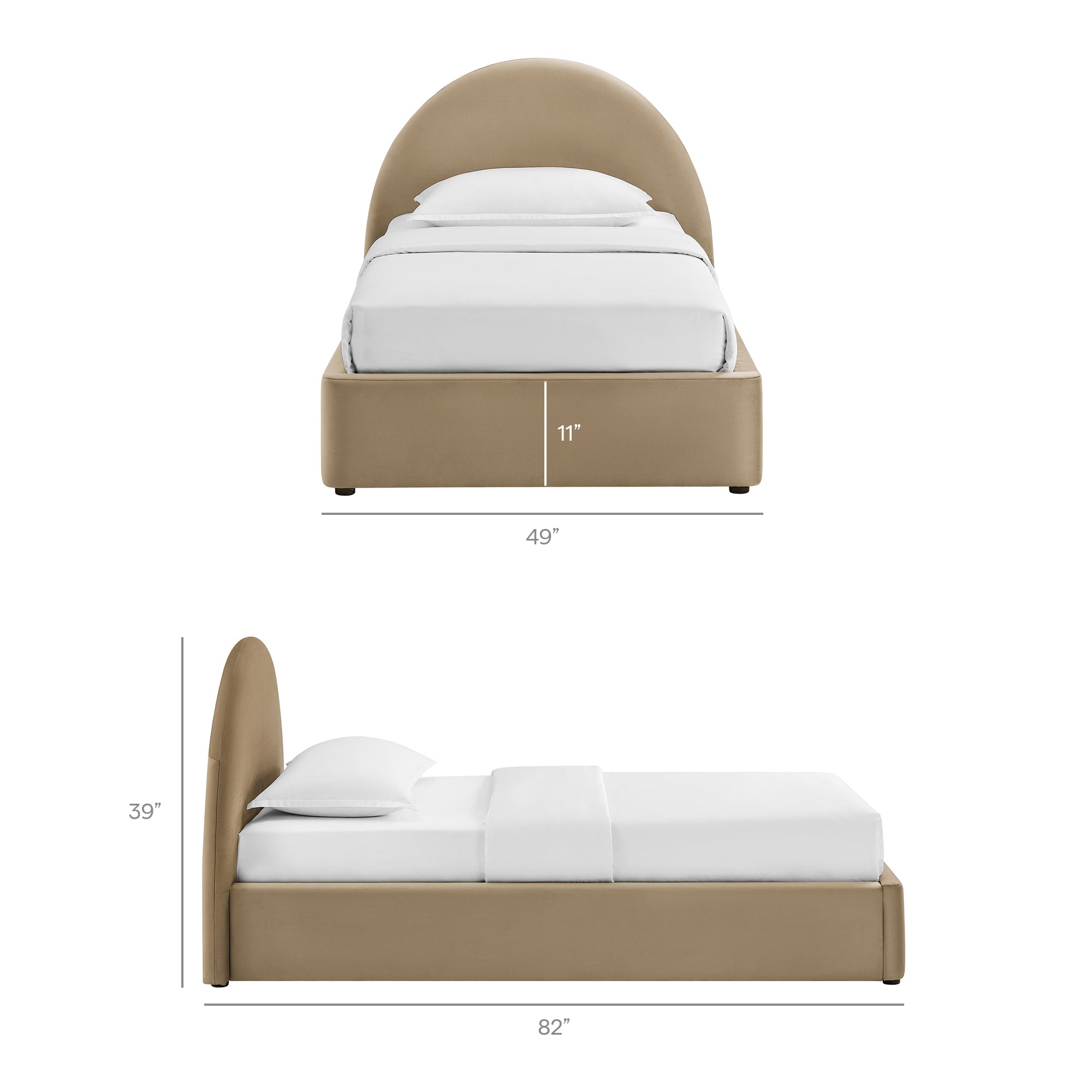 Resort Arched Performance Velvet Storage Platform Bed Frame