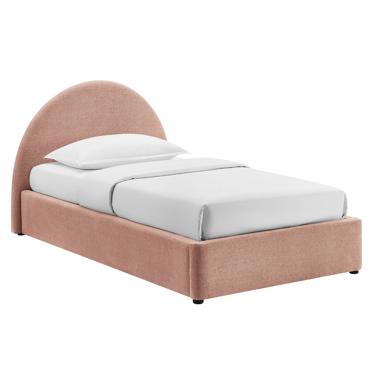 Resort Arched Upholstered Fabric Storage Platform Bed Frame