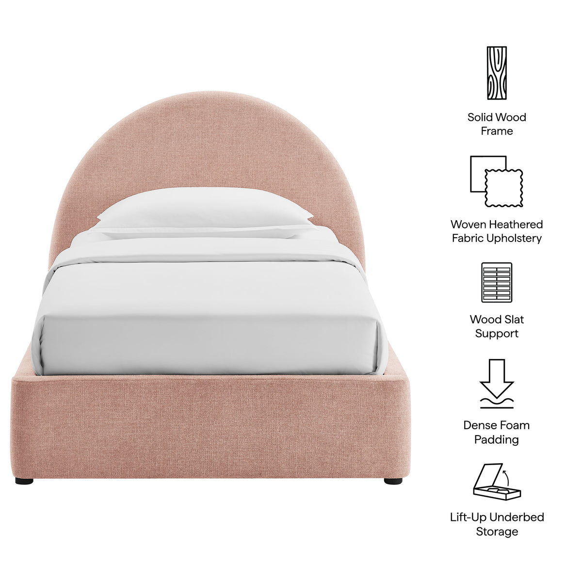 Resort Arched Upholstered Fabric Storage Platform Bed Frame