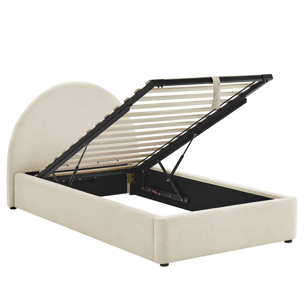 Resort Arched Upholstered Fabric Storage Platform Bed Frame