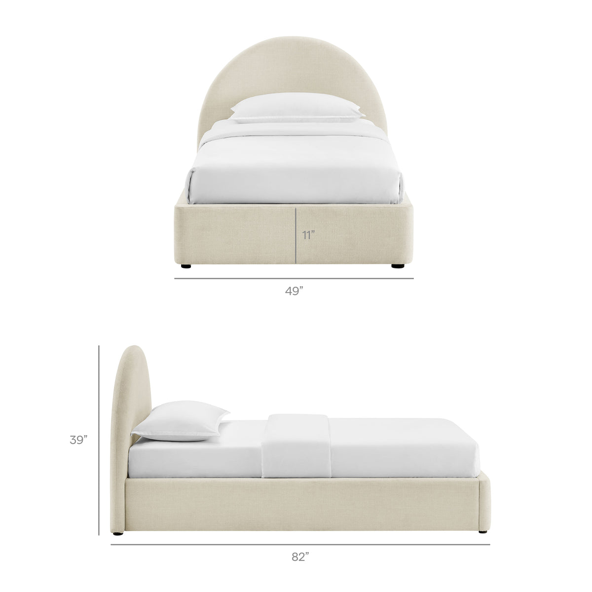 Resort Arched Upholstered Fabric Storage Platform Bed Frame