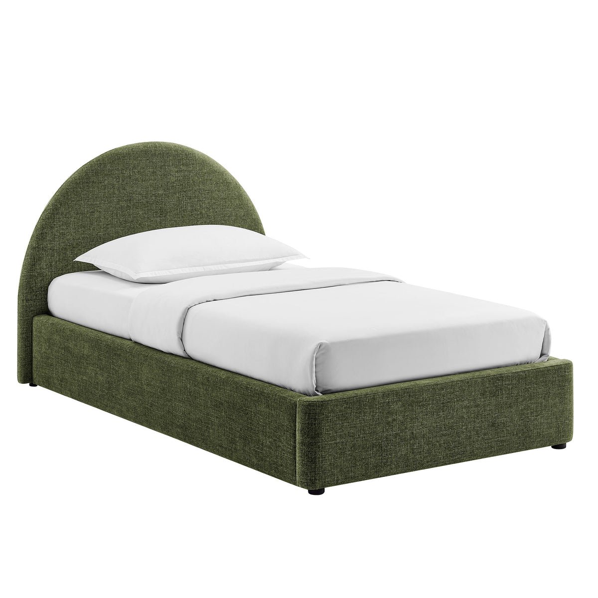 Resort Arched Upholstered Fabric Storage Platform Bed Frame
