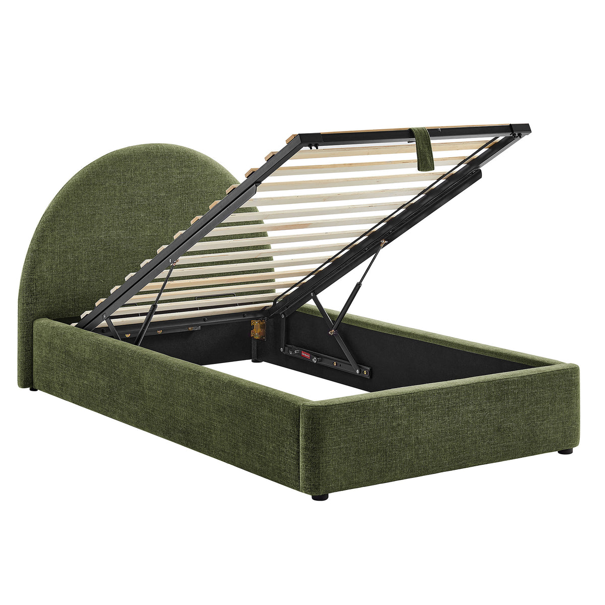 Resort Arched Upholstered Fabric Storage Platform Bed Frame