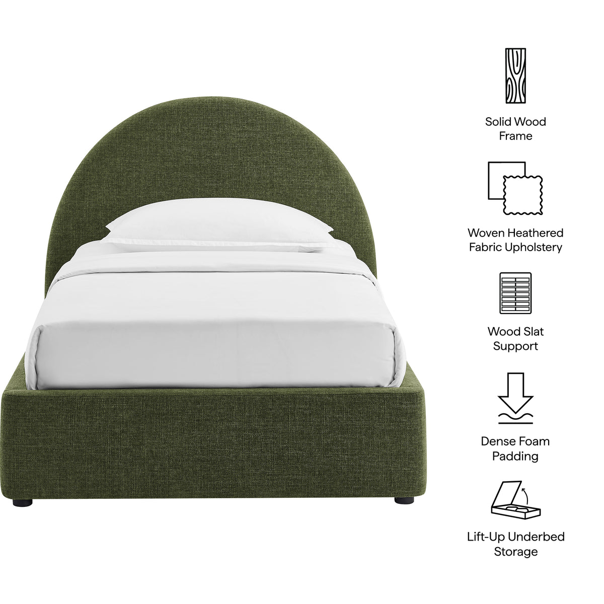 Resort Arched Upholstered Fabric Storage Platform Bed Frame