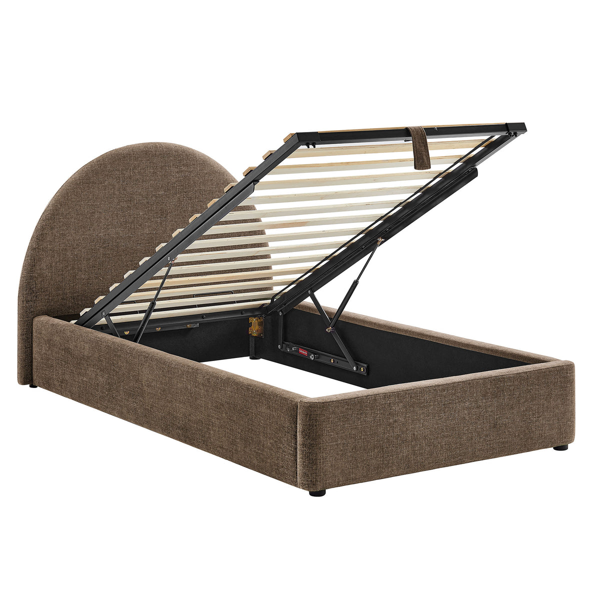 Resort Arched Upholstered Fabric Storage Platform Bed Frame