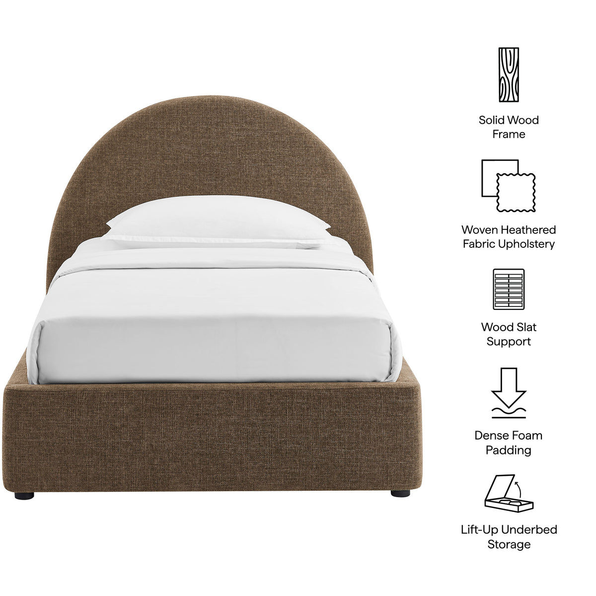 Resort Arched Upholstered Fabric Storage Platform Bed Frame