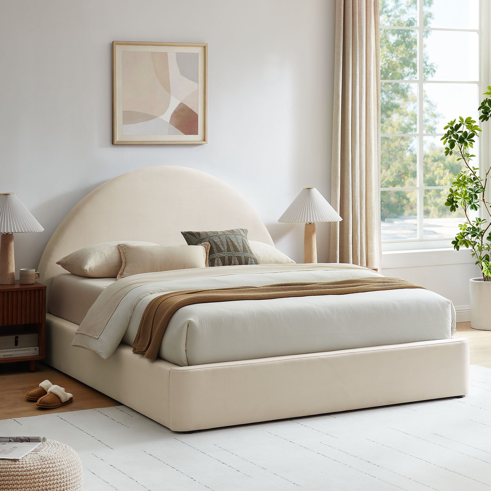Resort Arched Performance Velvet Storage Platform Bed Frame