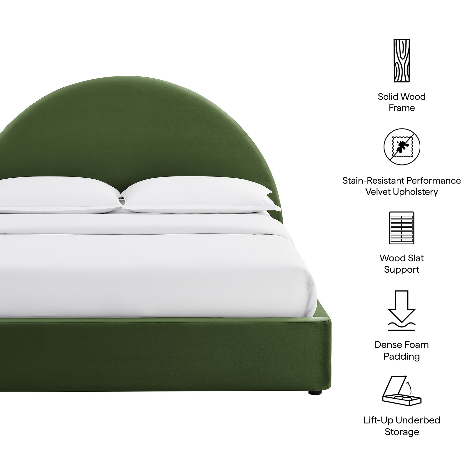 Resort Arched Performance Velvet Storage Platform Bed Frame
