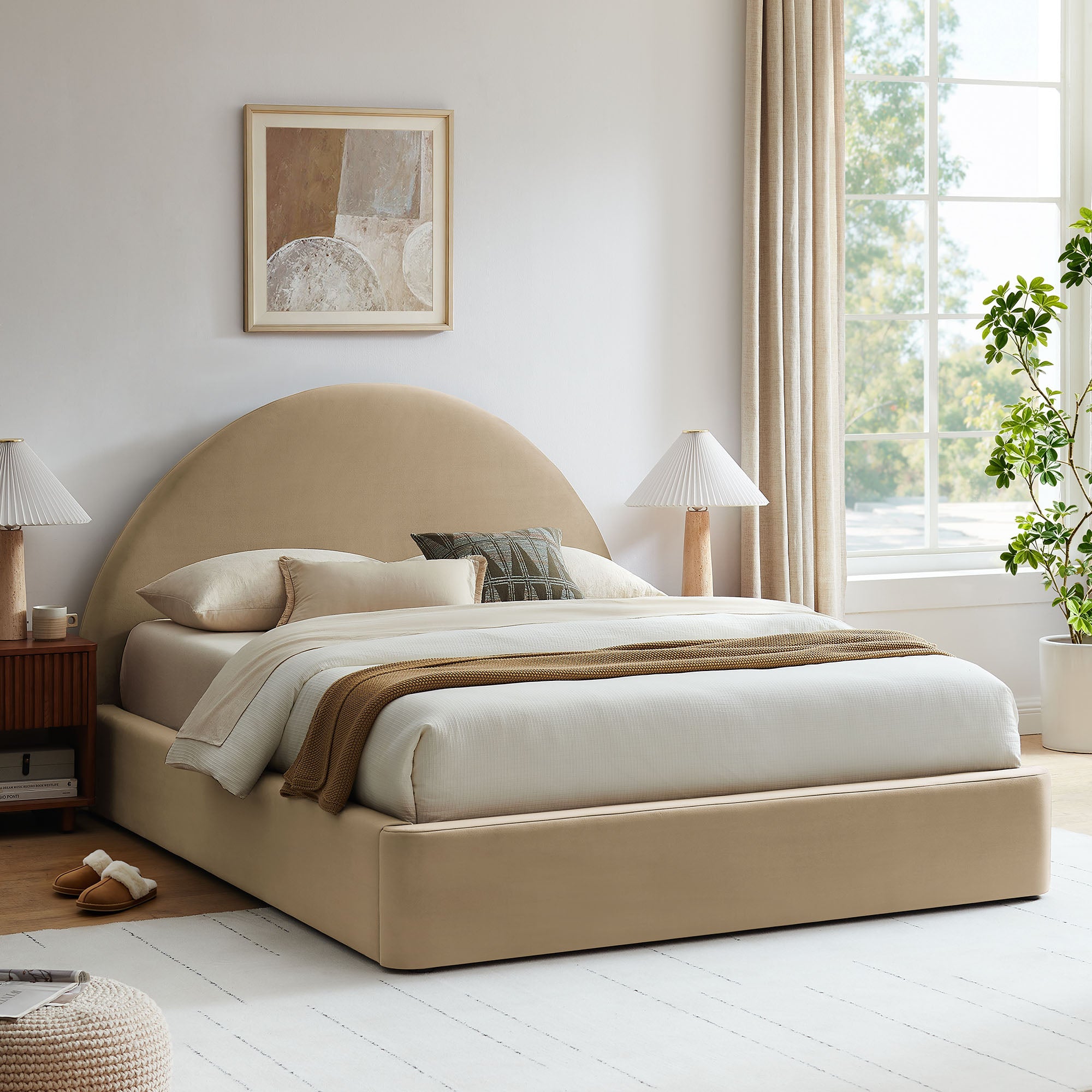 Resort Arched Performance Velvet Storage Platform Bed Frame