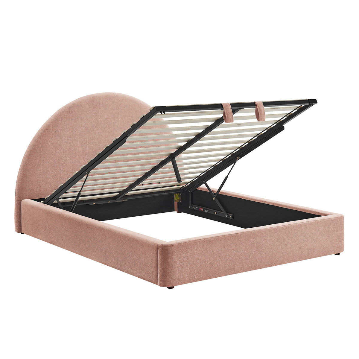 Resort Arched Upholstered Fabric Storage Platform Bed Frame