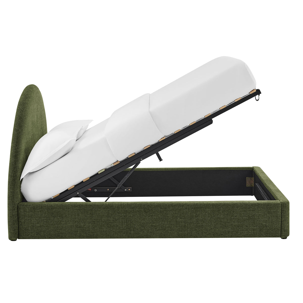 Resort Arched Upholstered Fabric Storage Platform Bed Frame