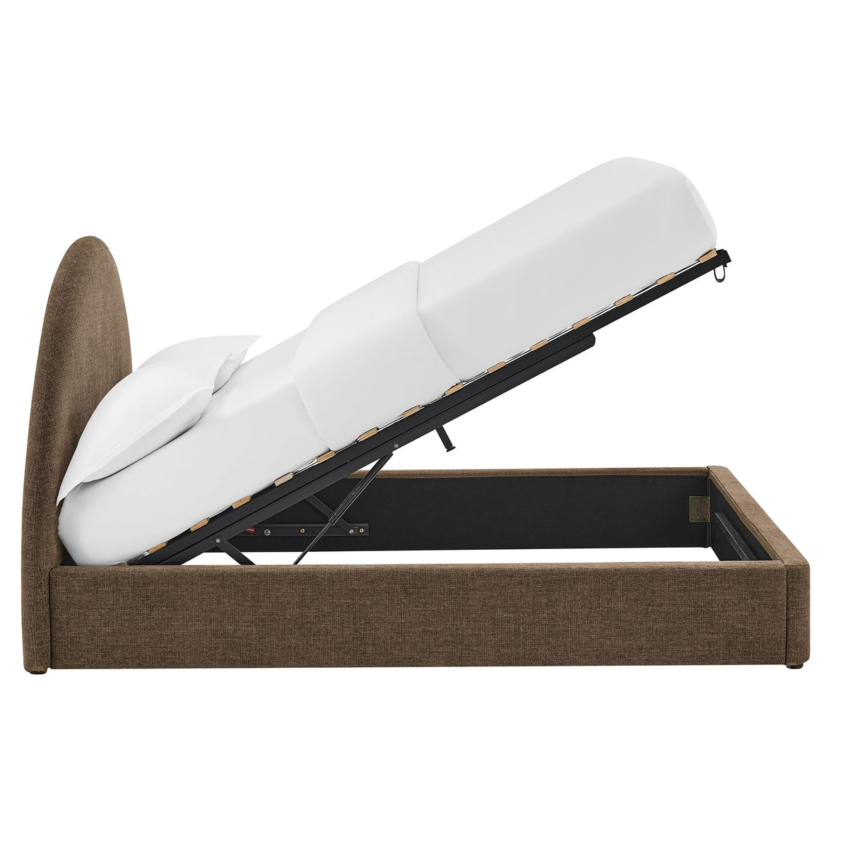 Resort Arched Upholstered Fabric Storage Platform Bed Frame