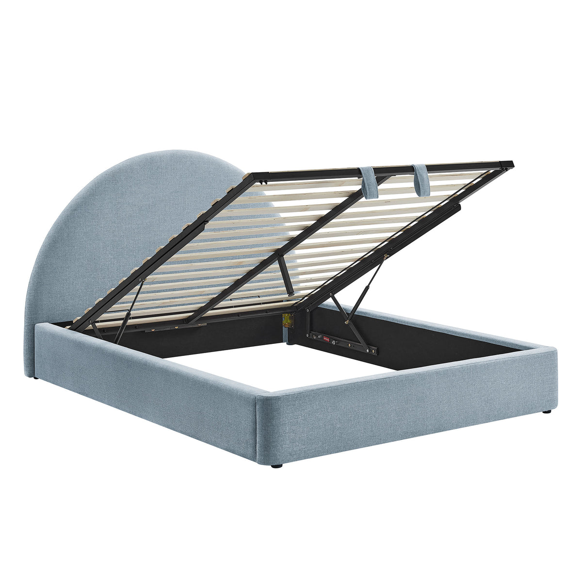 Resort Arched Upholstered Fabric Storage Platform Bed Frame