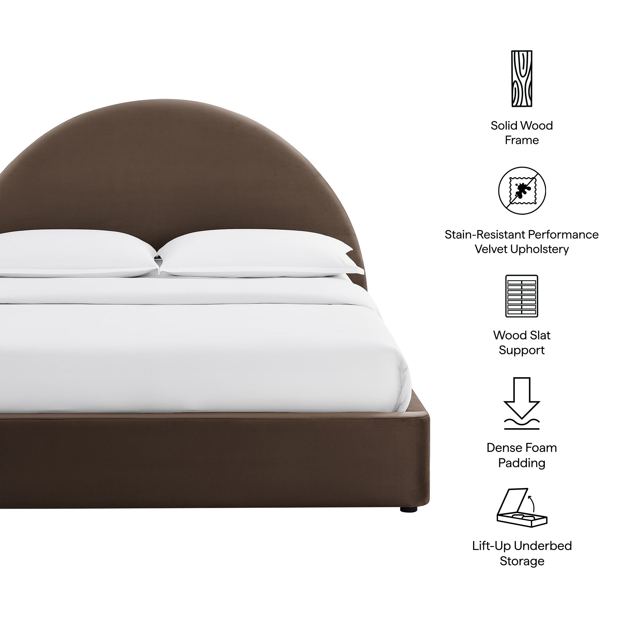 Resort Arched Performance Velvet Storage Platform Bed Frame