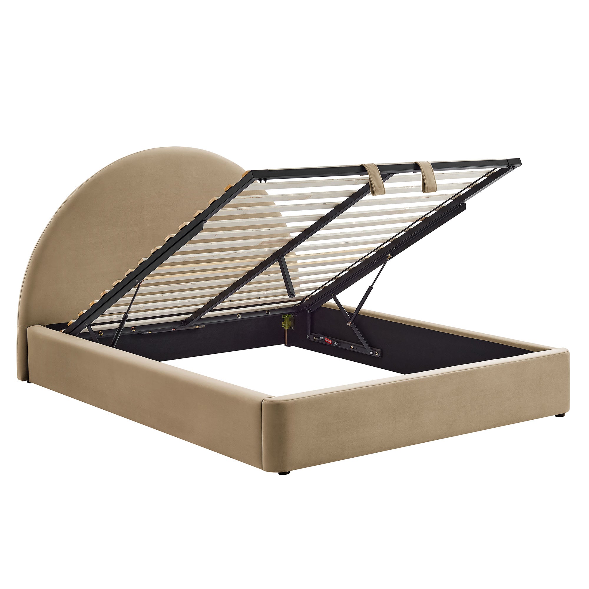 Resort Arched Performance Velvet Storage Platform Bed Frame