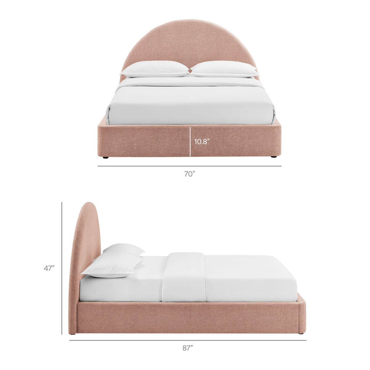 Resort Arched Upholstered Fabric Storage Platform Bed Frame