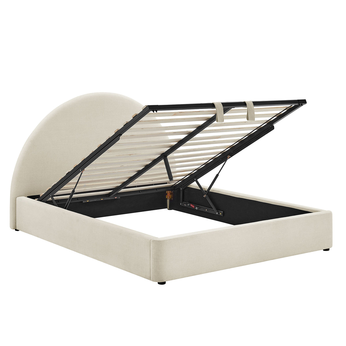 Resort Arched Upholstered Fabric Storage Platform Bed Frame