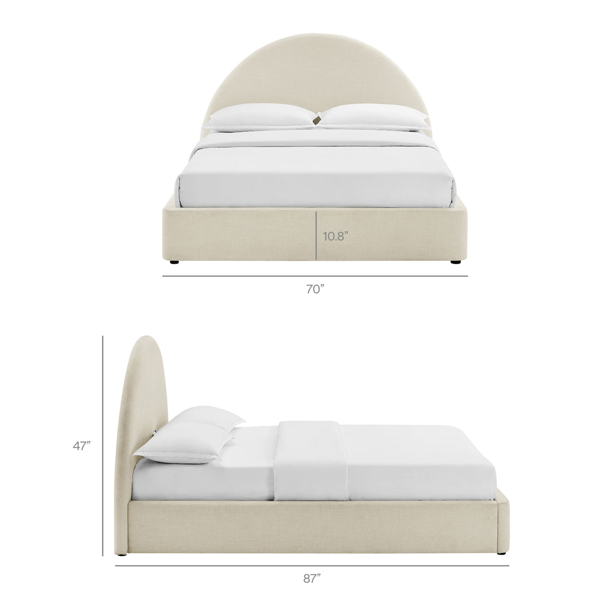 Resort Arched Upholstered Fabric Storage Platform Bed Frame