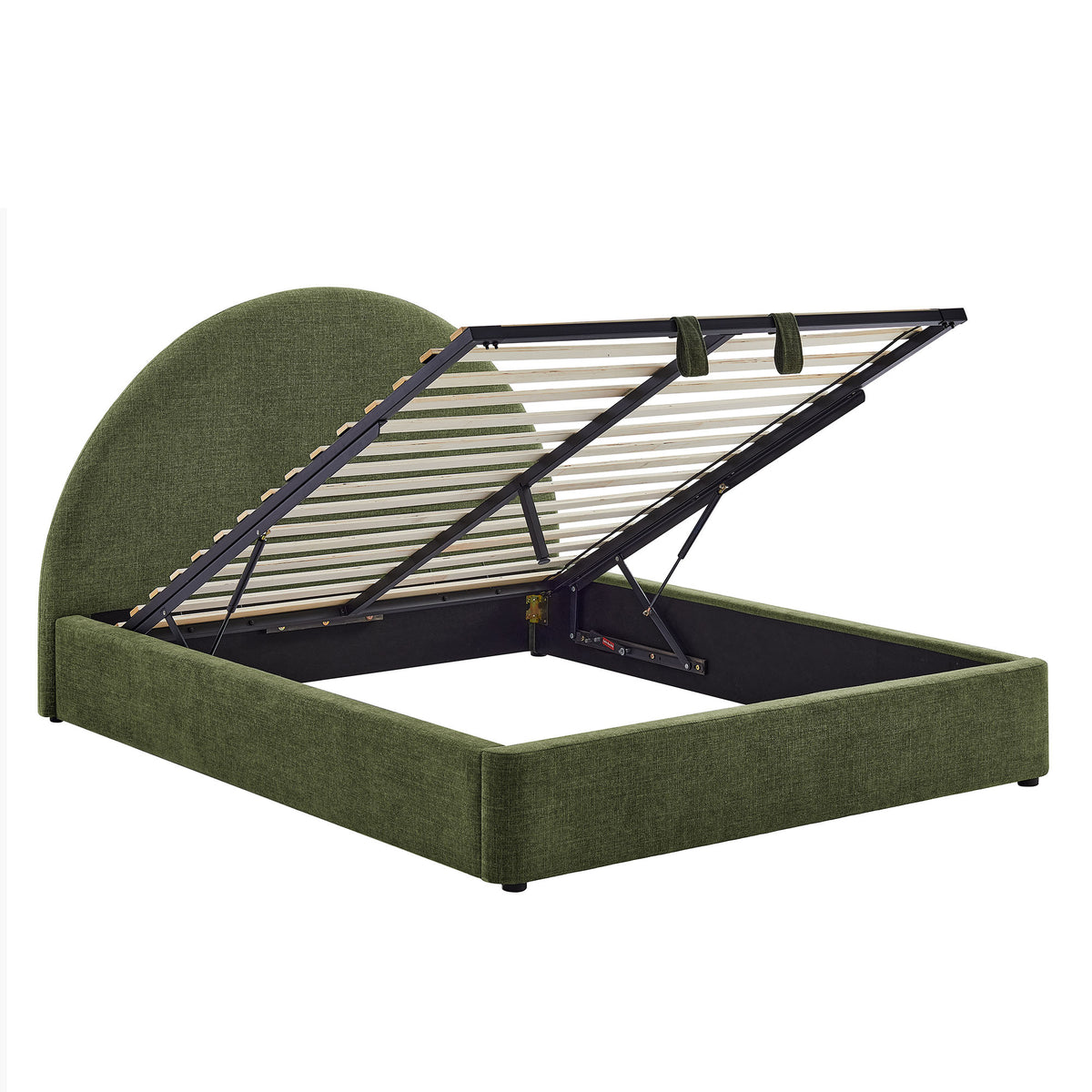 Resort Arched Upholstered Fabric Storage Platform Bed Frame