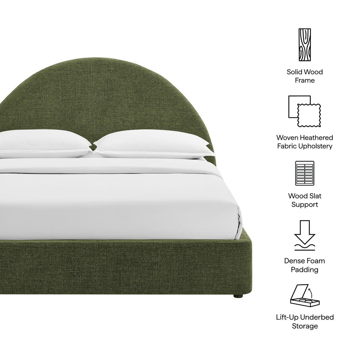 Resort Arched Upholstered Fabric Storage Platform Bed Frame