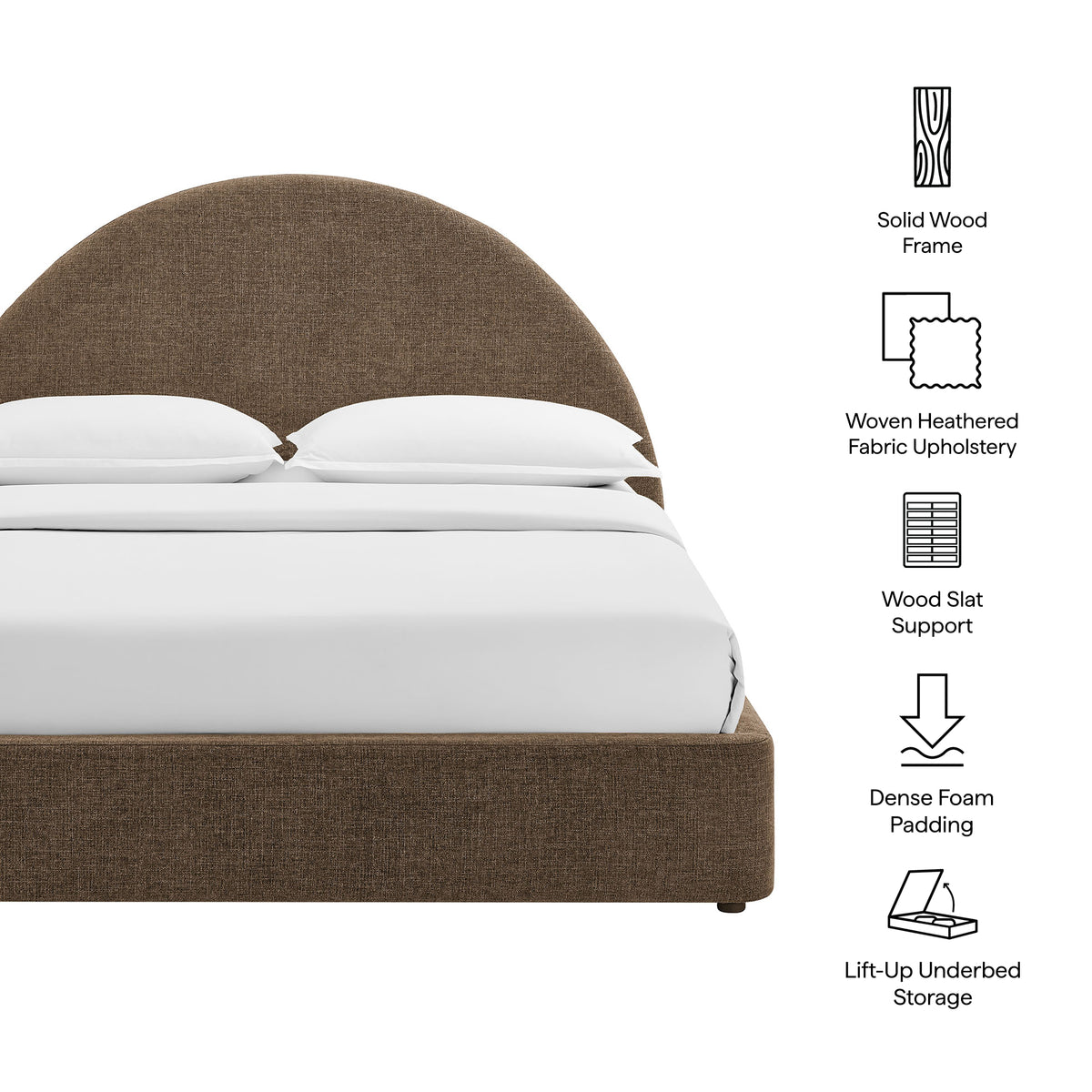 Resort Arched Upholstered Fabric Storage Platform Bed Frame