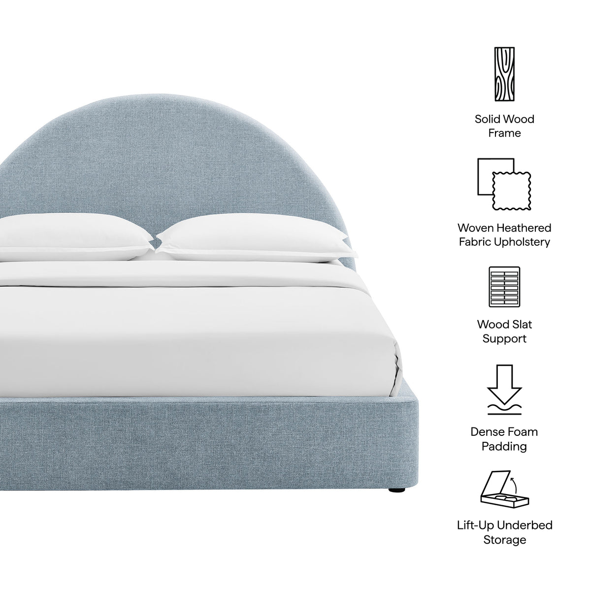 Resort Arched Upholstered Fabric Storage Platform Bed Frame