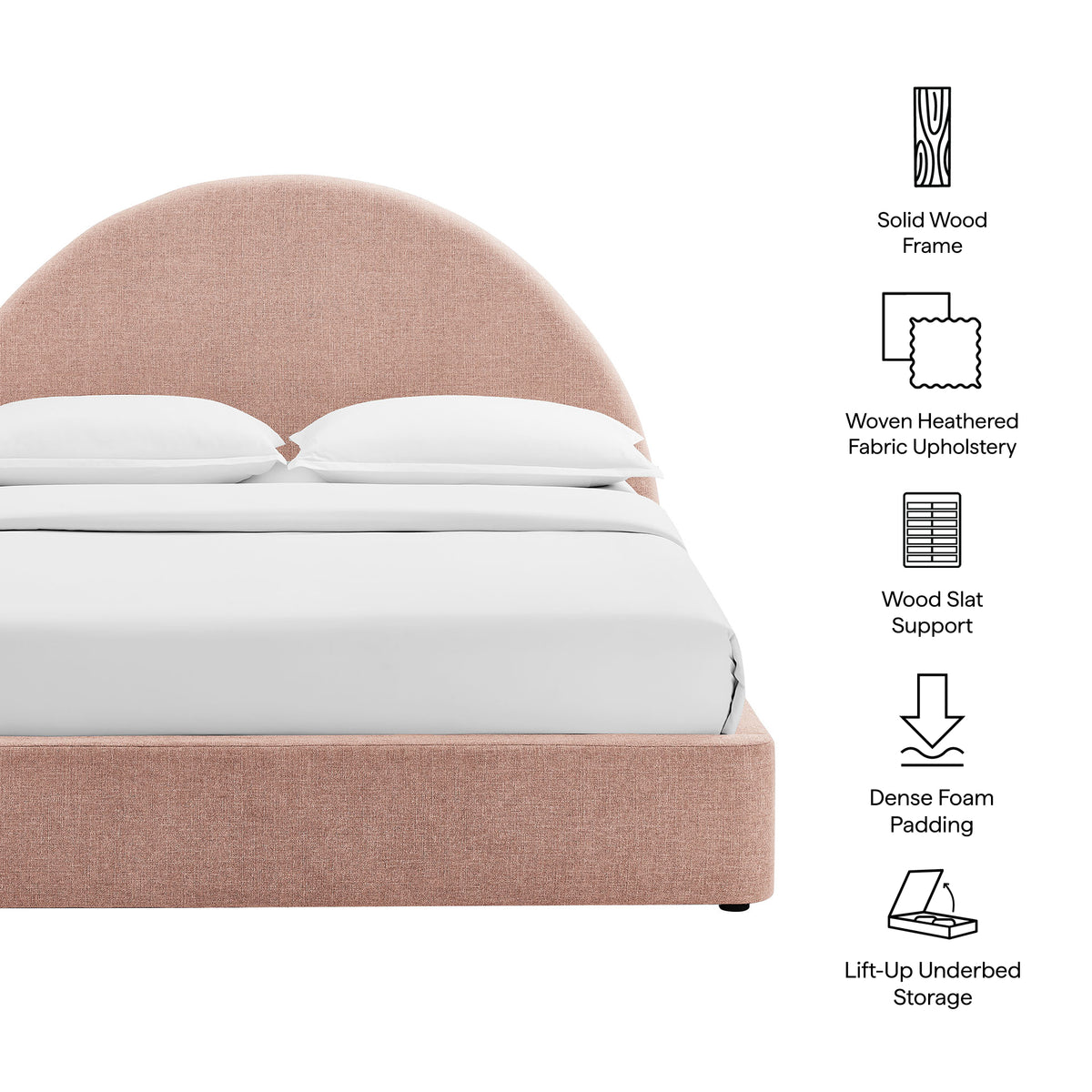 Resort Arched Upholstered Fabric Storage Platform Bed Frame