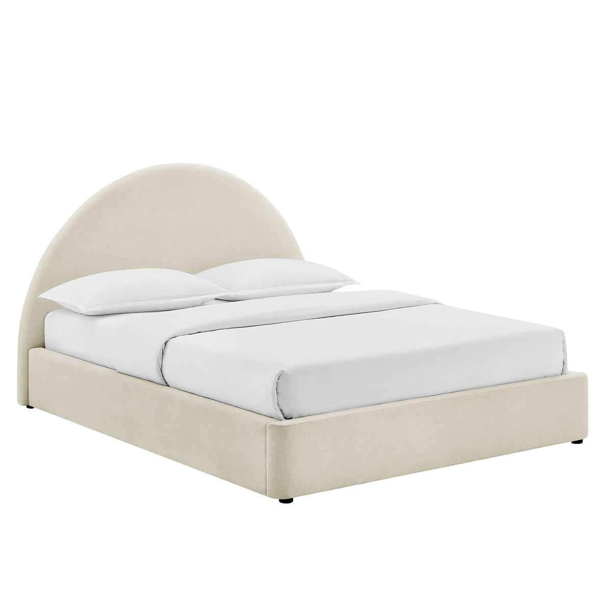 Resort Arched Upholstered Fabric Storage Platform Bed Frame