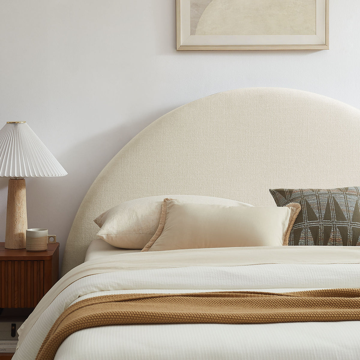 Resort Arched Upholstered Fabric Storage Platform Bed Frame
