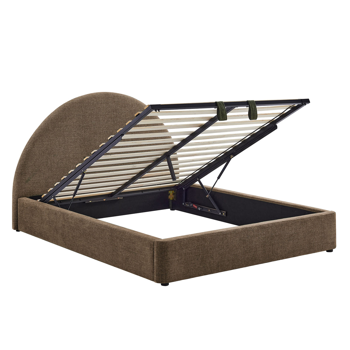 Resort Arched Upholstered Fabric Storage Platform Bed Frame