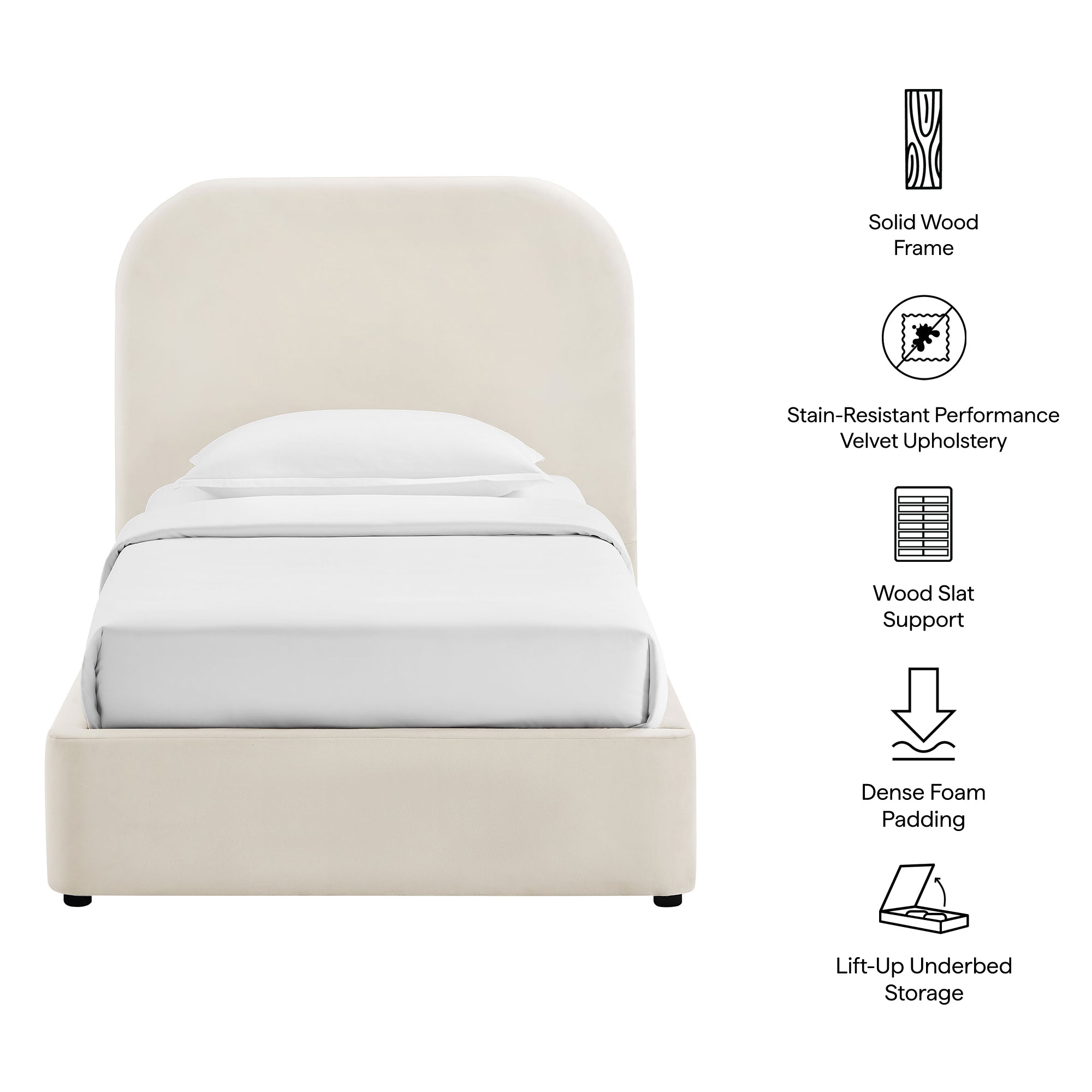 Keynote Performance Velvet Storage Platform Bed Frame