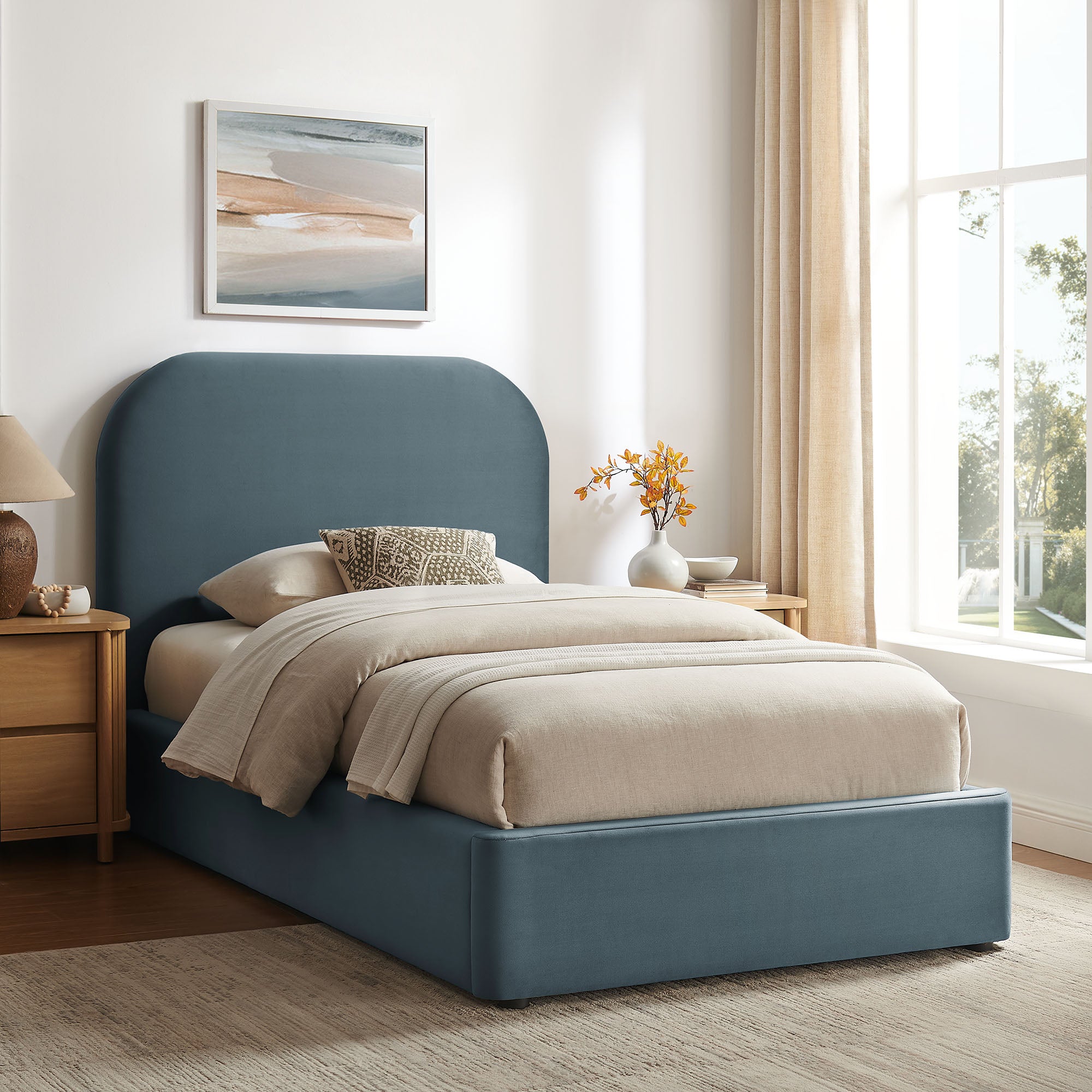 Keynote Performance Velvet Storage Platform Bed Frame