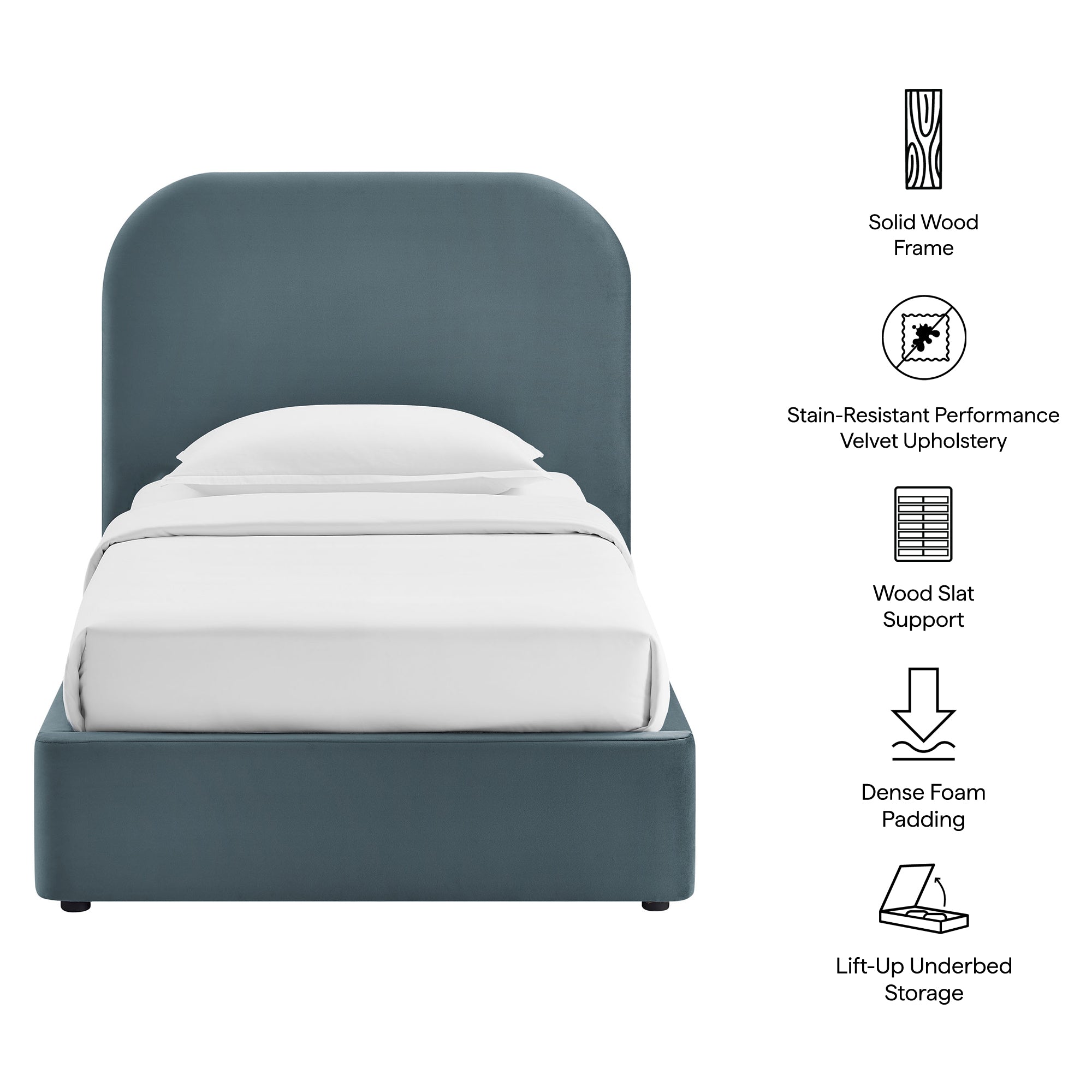 Keynote Performance Velvet Storage Platform Bed Frame