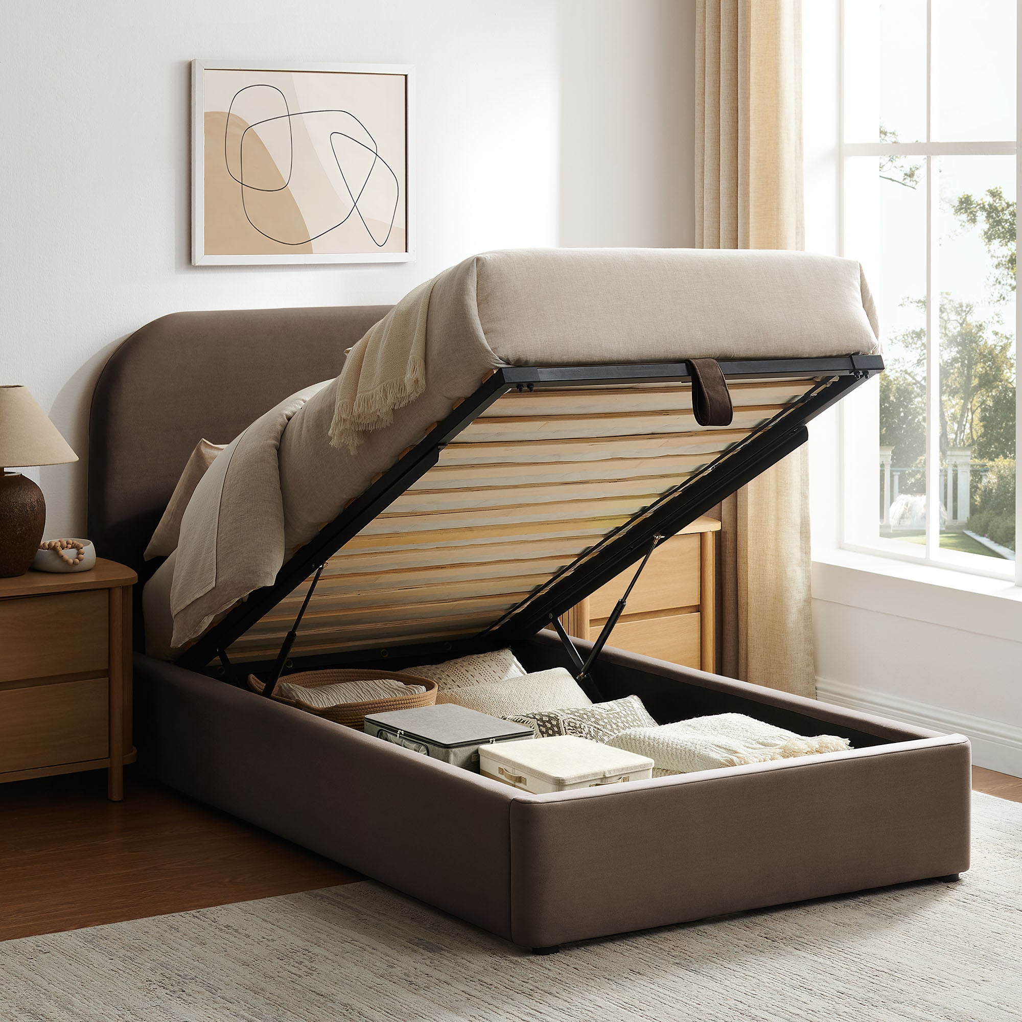 Keynote Performance Velvet Storage Platform Bed Frame