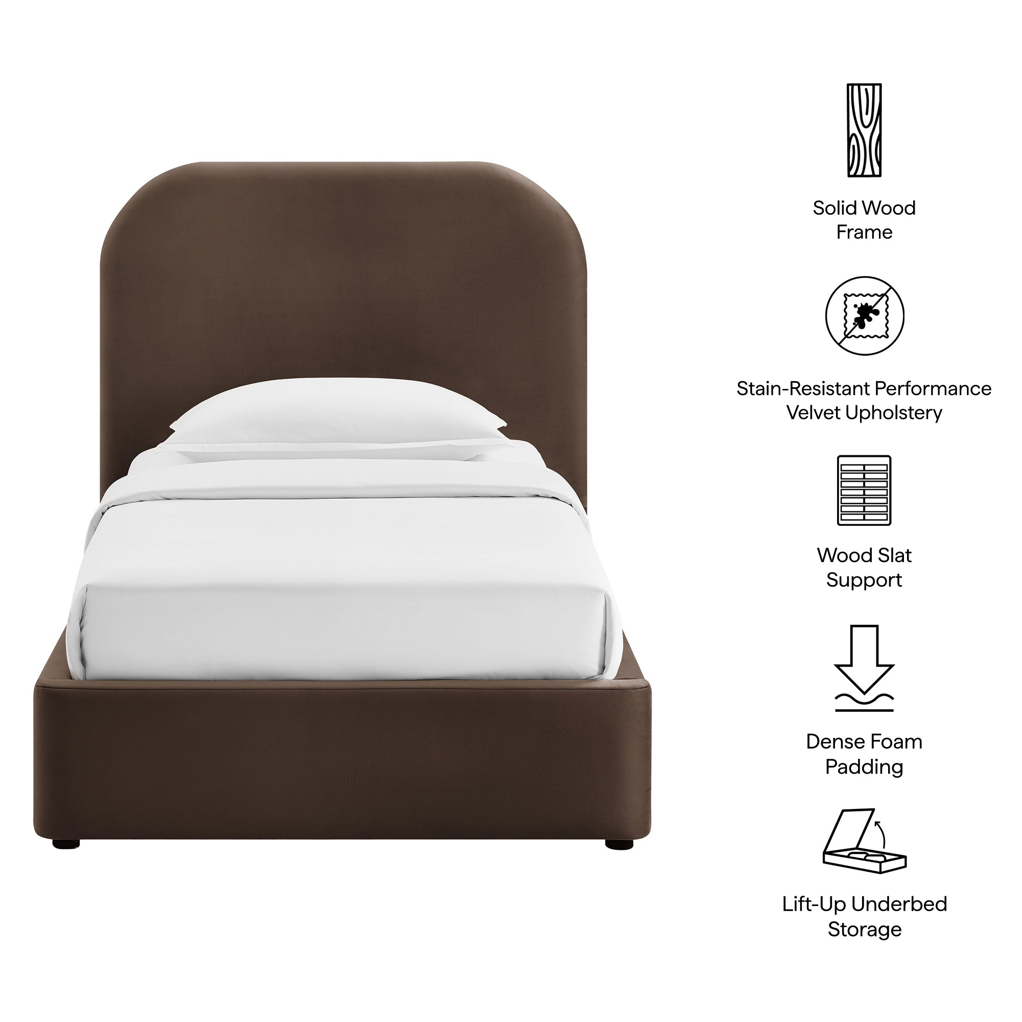 Keynote Performance Velvet Storage Platform Bed Frame
