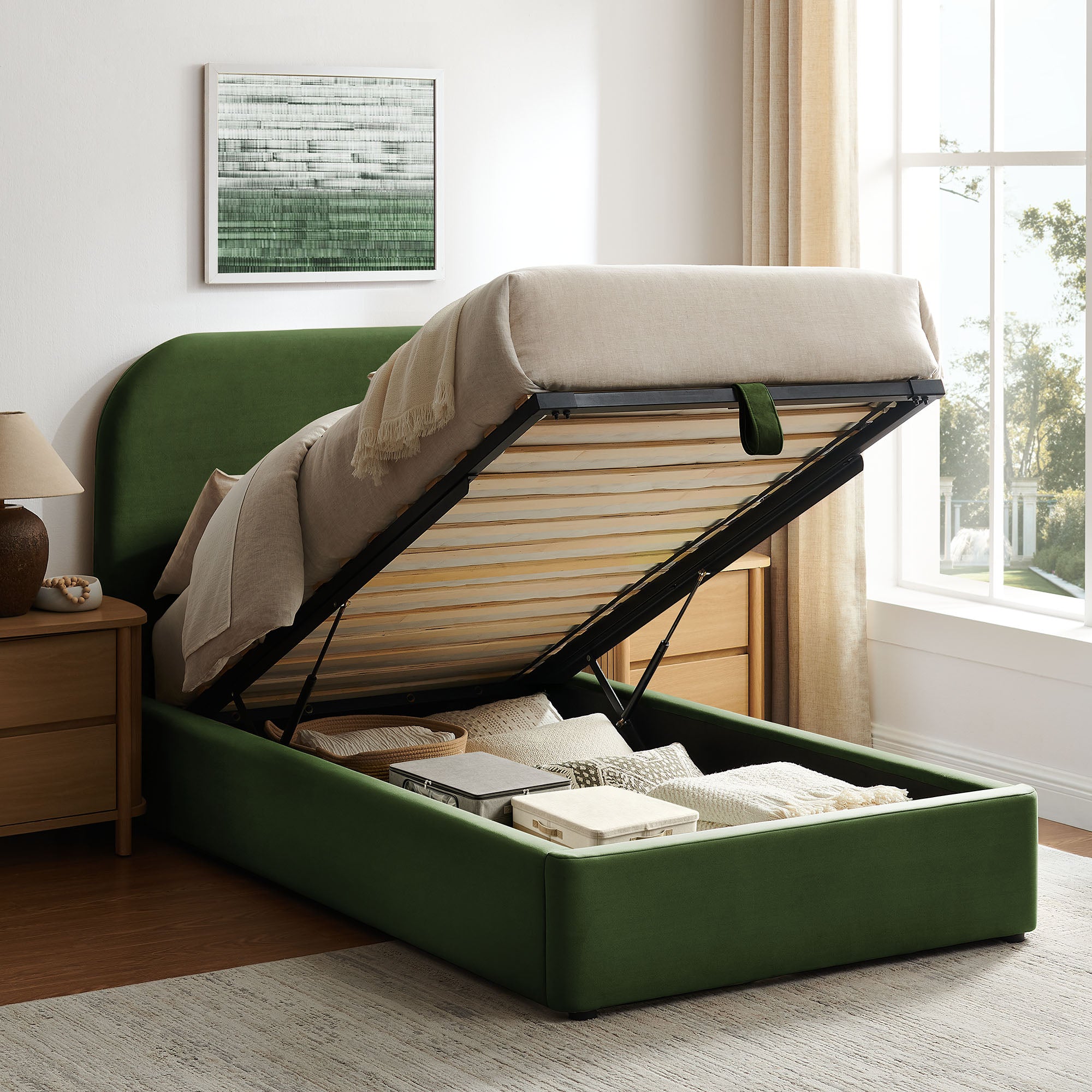 Keynote Performance Velvet Storage Platform Bed Frame