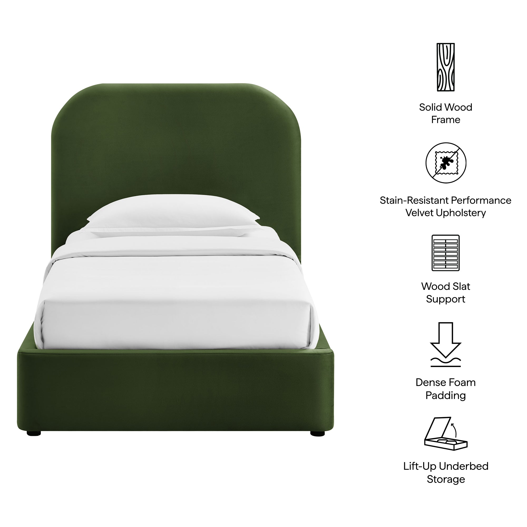 Keynote Performance Velvet Storage Platform Bed Frame