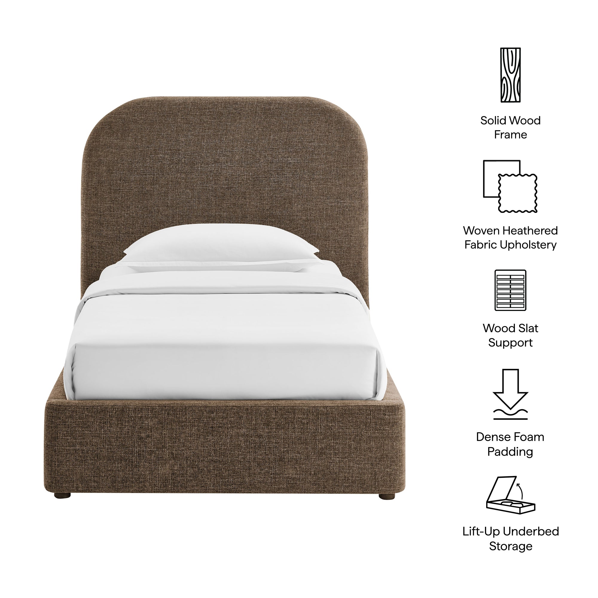 Keynote Fabric Upholstered Storage Platform Bed Frame