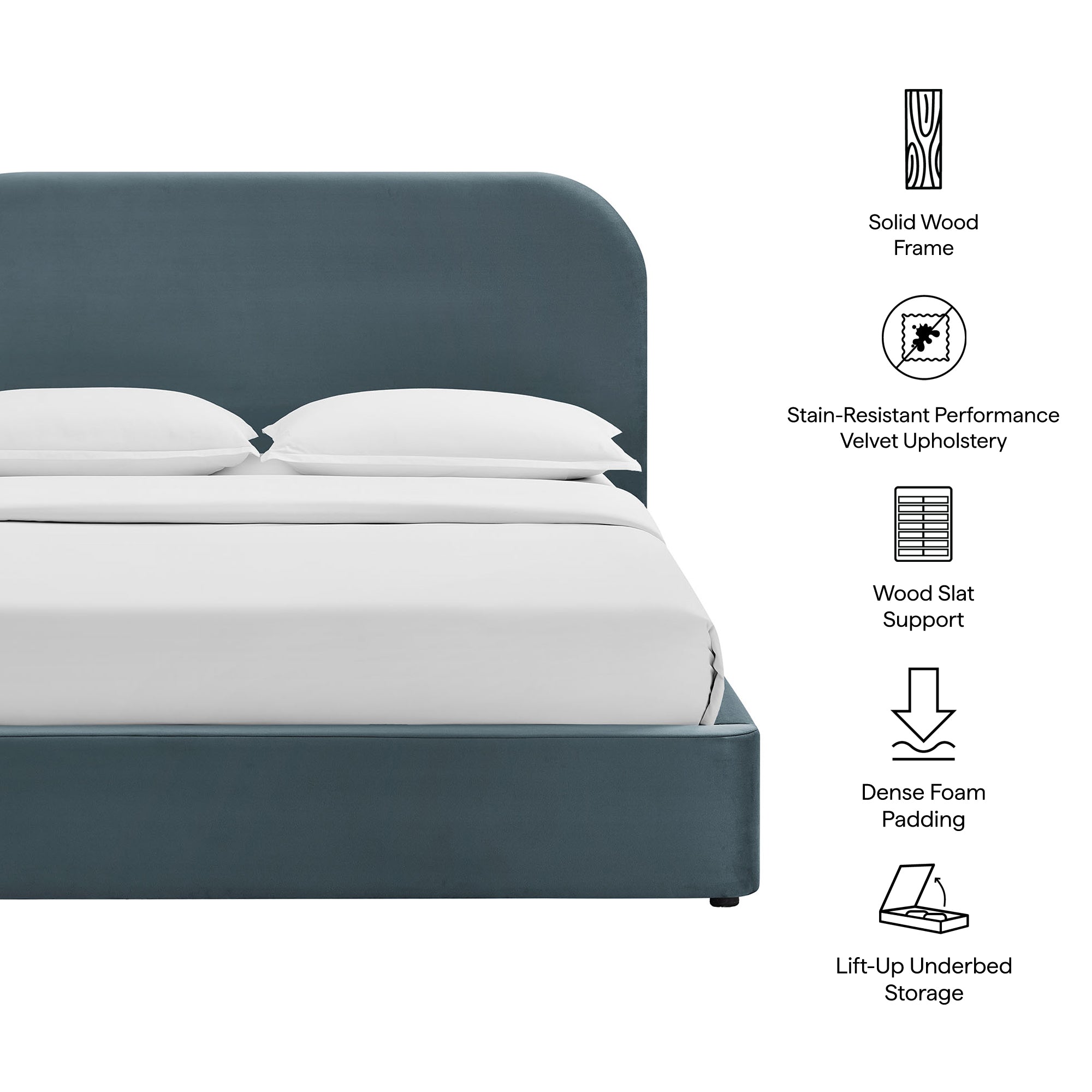 Keynote Performance Velvet Storage Platform Bed Frame