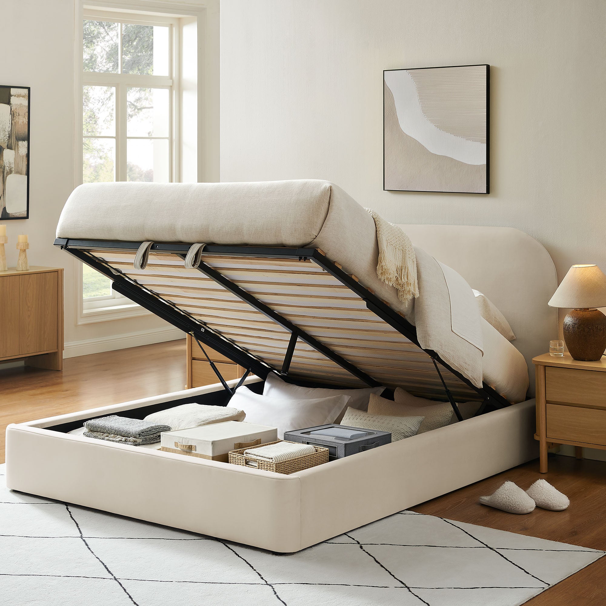 Keynote Performance Velvet Storage Platform Bed Frame