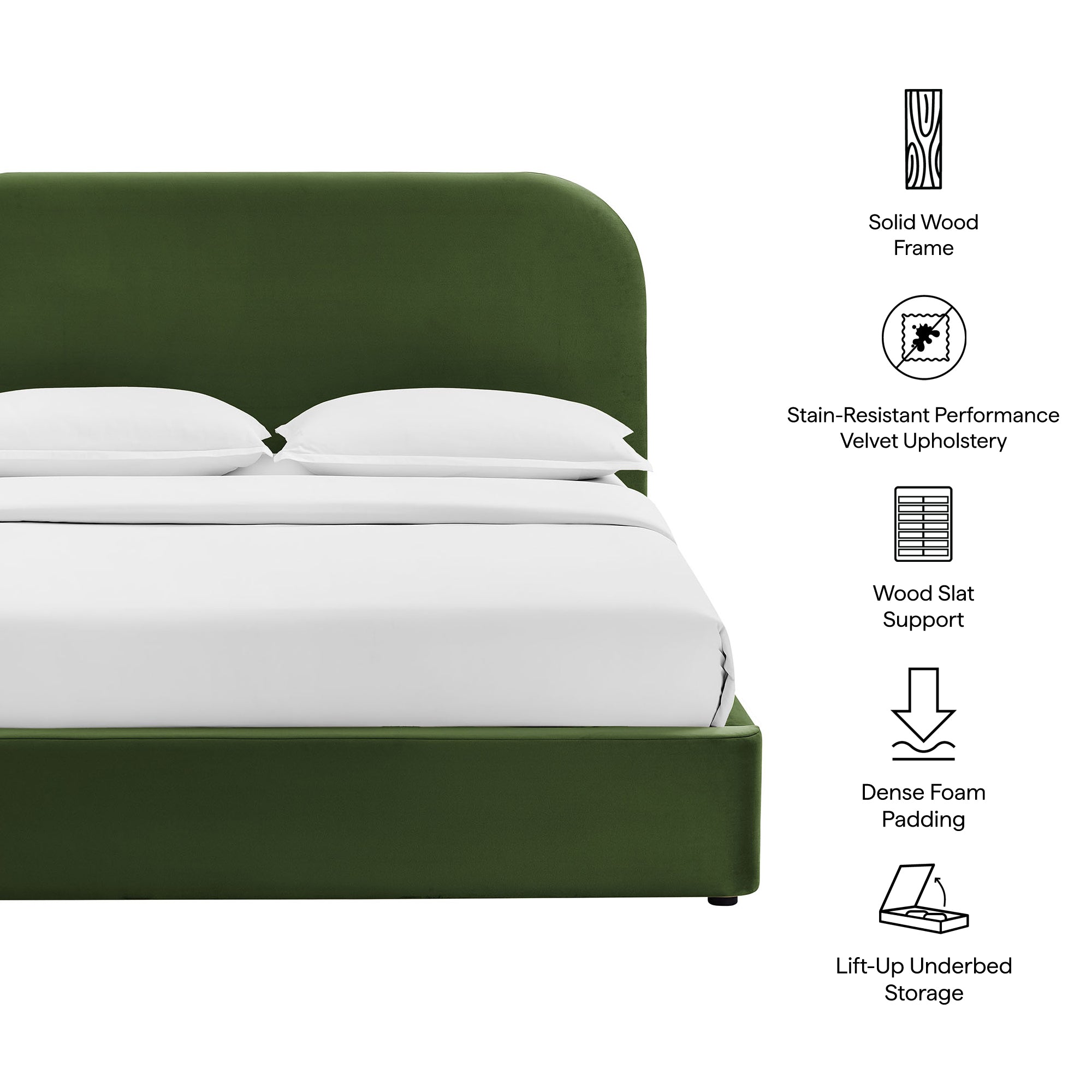 Keynote Performance Velvet Storage Platform Bed Frame