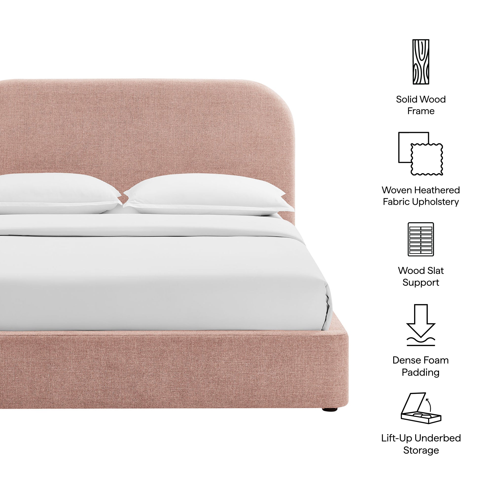 Keynote Fabric Upholstered Storage Platform Bed Frame