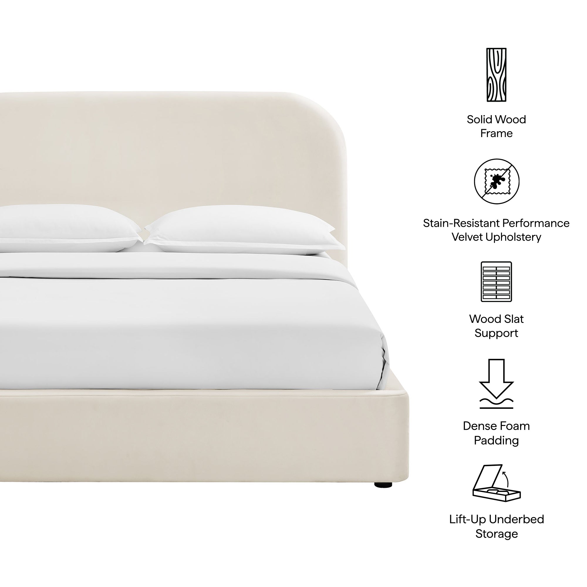 Keynote Performance Velvet Storage Platform Bed Frame